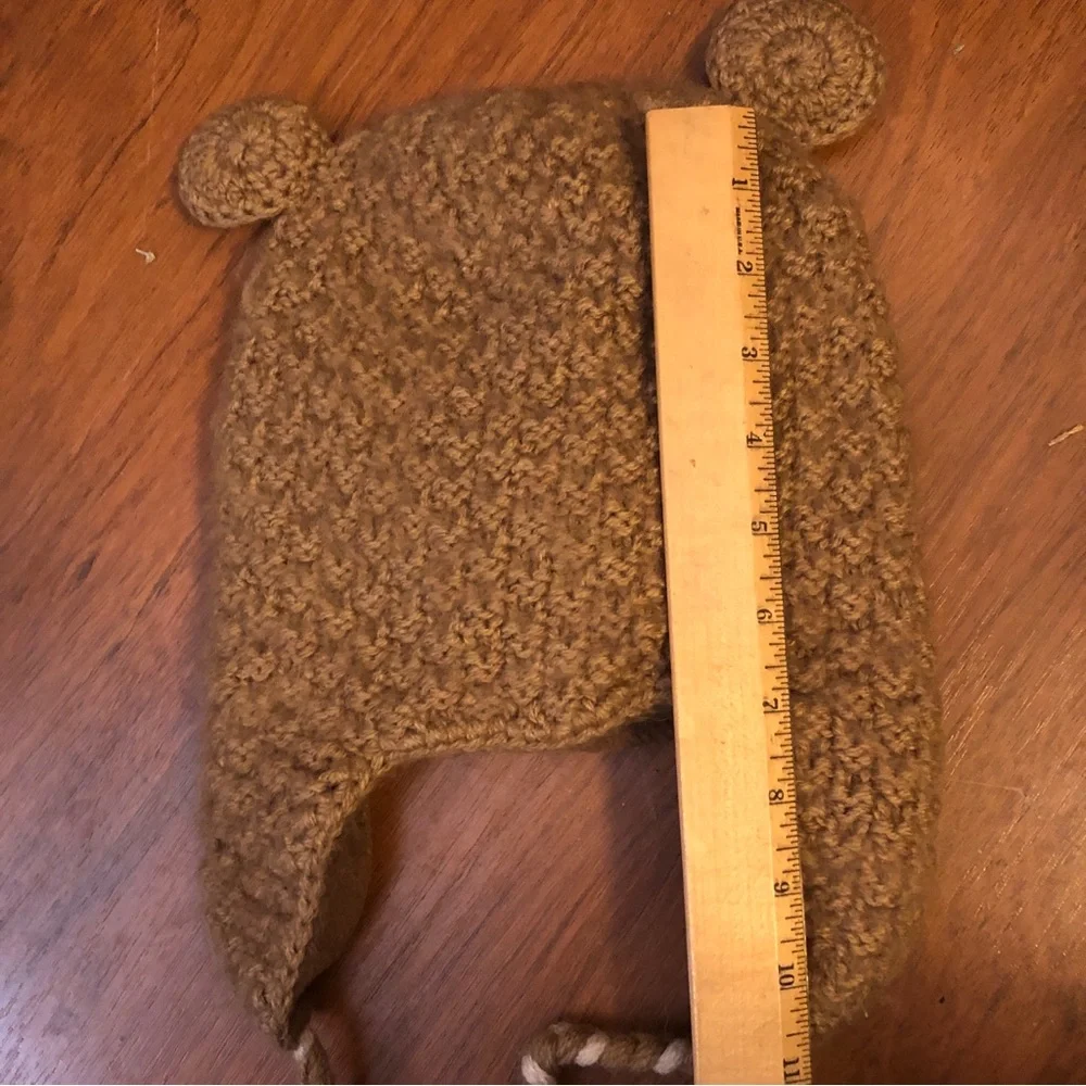 Andes Fair Trade Beanie Hat Brown Teddy Bear Tassles Alpaca Blend Kids Adult S